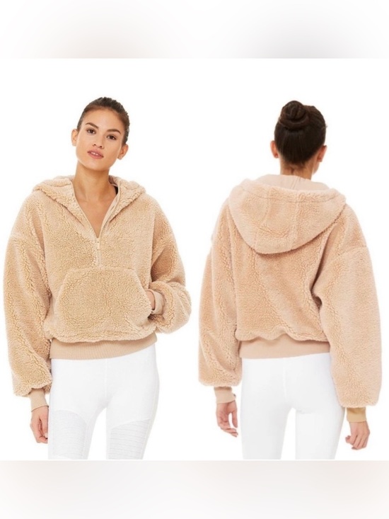 ALO Yoga Tops - ALO Yoga Streetside Half Zip Hoodie Pullover Sherpa Camel Medium